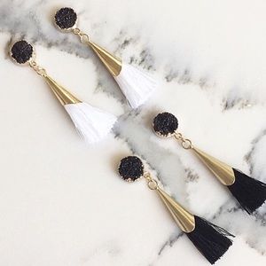 Druzy Tassel Earrings